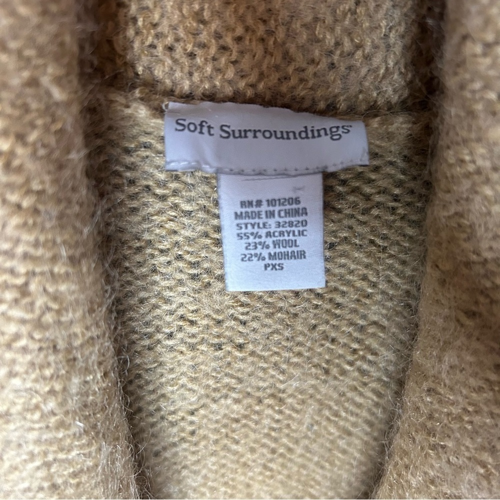 Soft Surroundings Mohair Wool Blend Cardigan Sweater PXS Tan Open Front - Picture 5 of 9